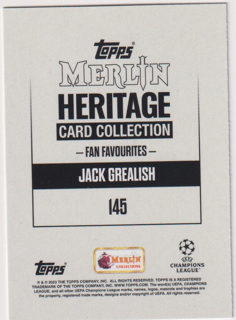 Topps Merlin Heritage 2022-23 Jack Grealish Manchester City Blue Parallel – Bild 2
