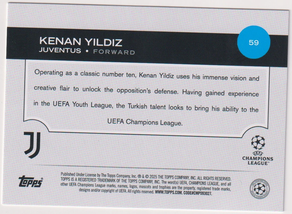 Topps Future Stars 2025-26 Kenan Yildiz Rookie Juventus UEFA Champions League – Bild 2