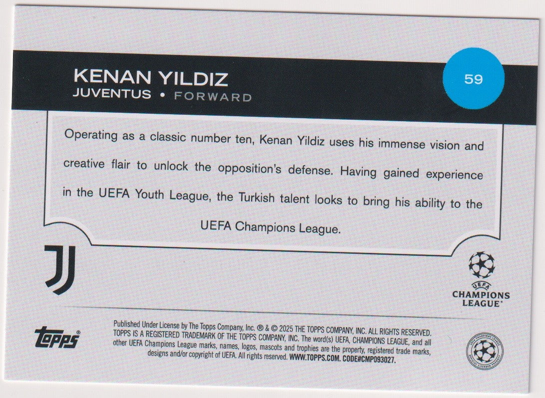 Topps Future Stars 2025-26 Kenan Yildiz Rookie Juventus UEFA Champions League – Bild 2