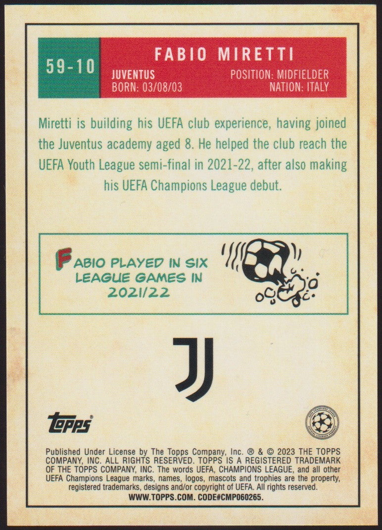 Topps 2022-23 Fabio Miretti Juventus Parallel Refractor – Bild 2