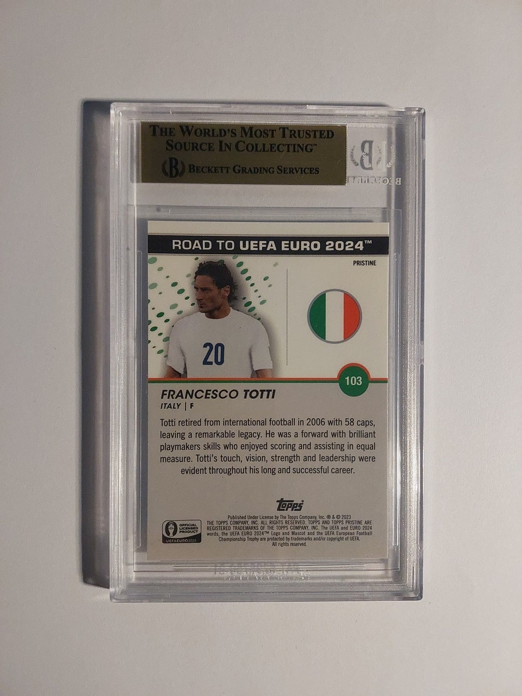 Topps Pristine Euro 2023-24 Francesco Totti Italien AS Roma Parallel BGS 9.5 PSA – Bild 2