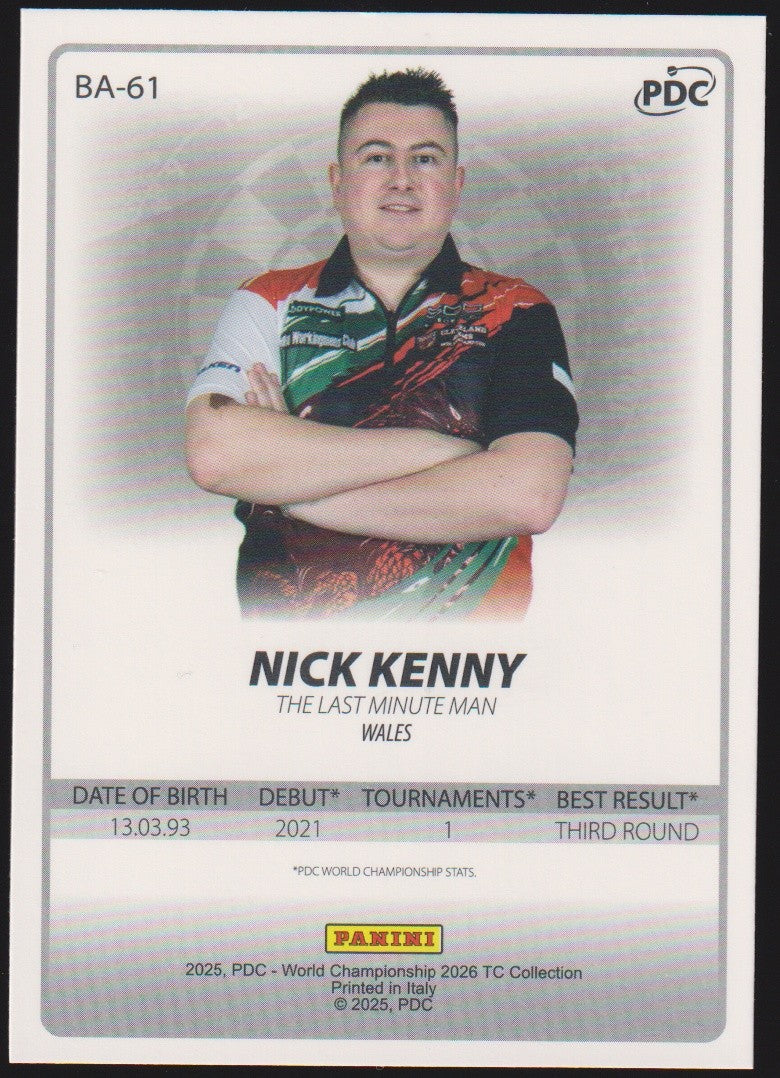 Panini PDC World Championship 2026 Nick Kenny Refractor Parallel – Bild 2