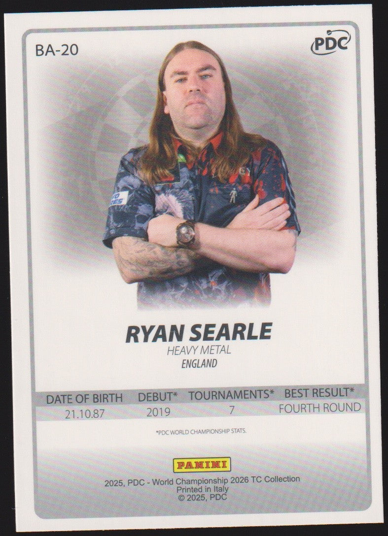 Panini PDC World Championship 2026 Ryan Searle "Heavy Metal" Refractor Parallel – Bild 2