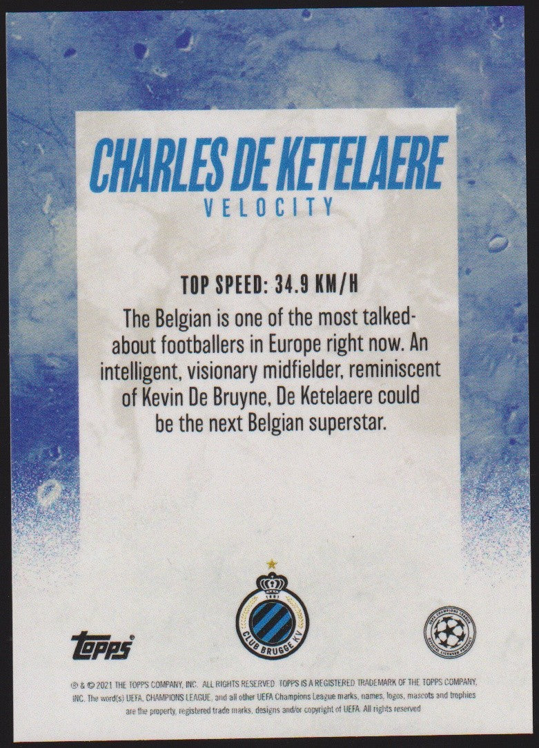 Topps UEFA Champions Charles de Ketelaere Club Brugge KV Velocity Parallel – Bild 2