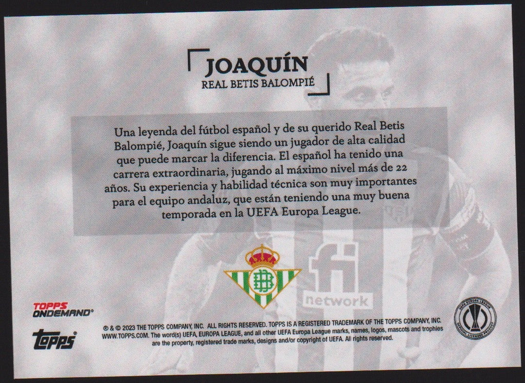 Topps Ondemand 2022-23 Joaquín Real Betis Balompié Europa League Parallel Rare – Bild 2
