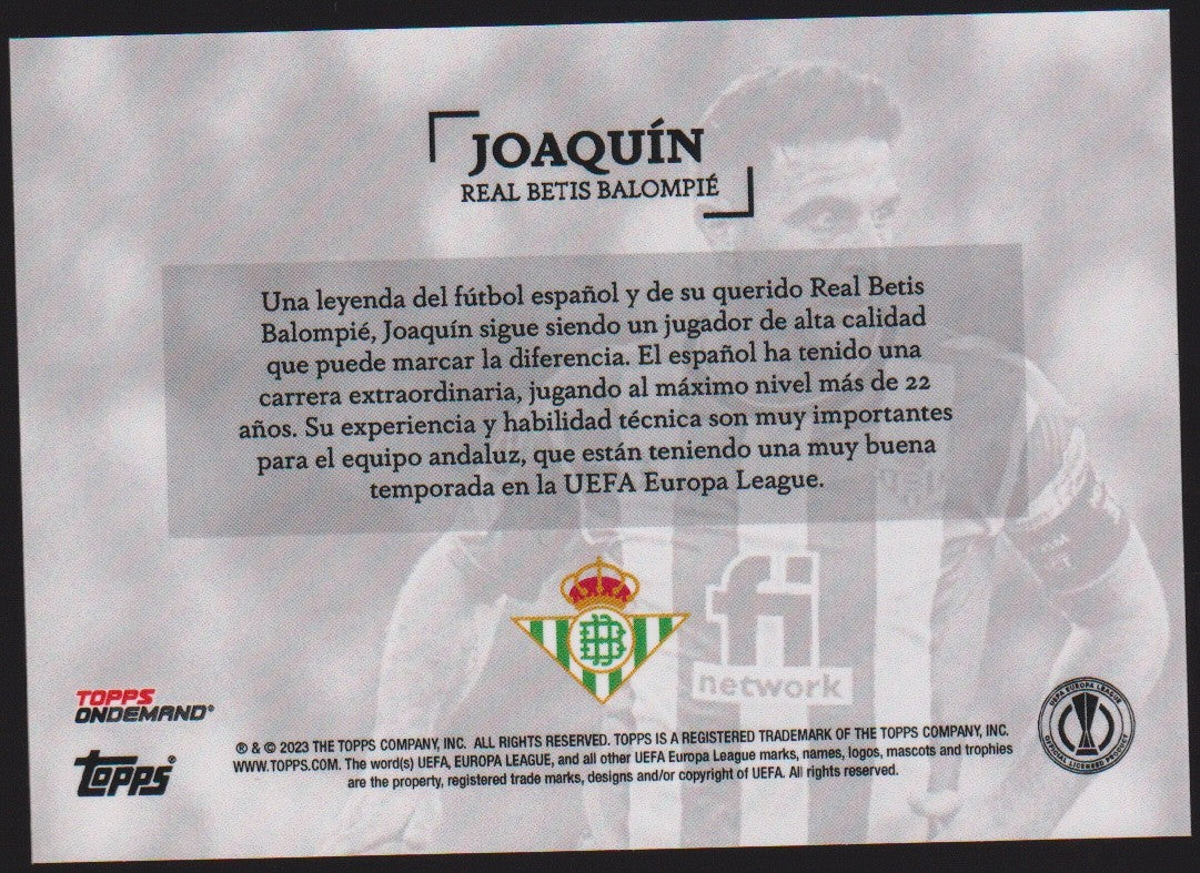Topps Ondemand 2022-23 Joaquín Real Betis Balompié Europa League Parallel Rare – Bild 2