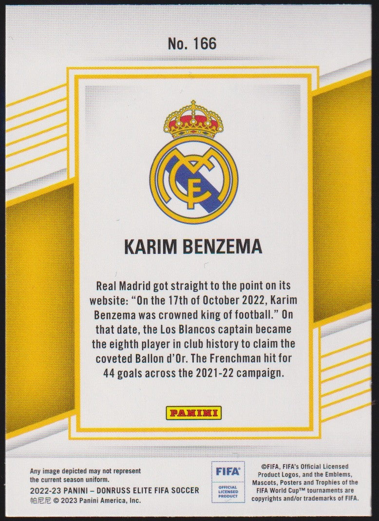 Panini Elite 2022-23 Karim Benzema Real Madrid Donruss FIFA Soccer Parallel Rare – Bild 2