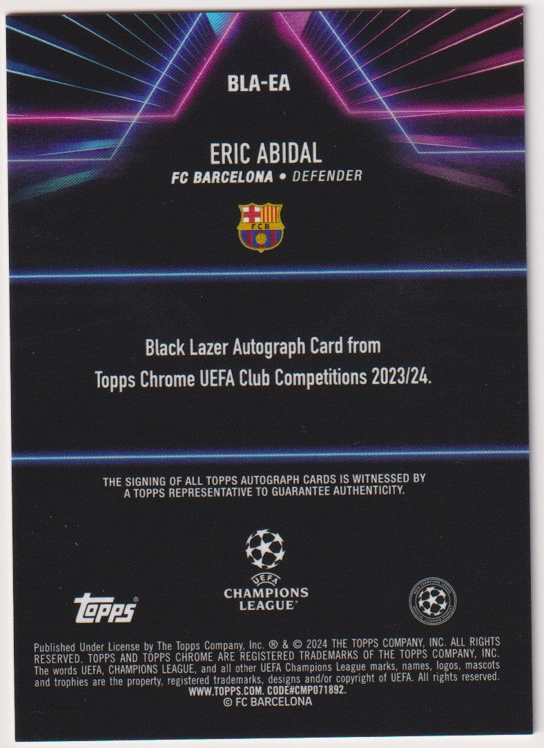 Topps Chrome UEFA Club 2023-24 Eric Abidal Auto Barcelona Black Lazer Parallel – Bild 2