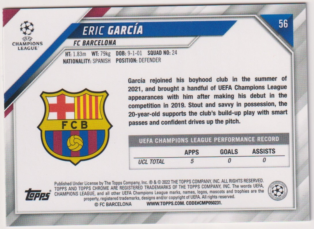 Topps Chrome 2022-23 Eric García Rookie FC Barcelona Parallel Rare – Bild 2