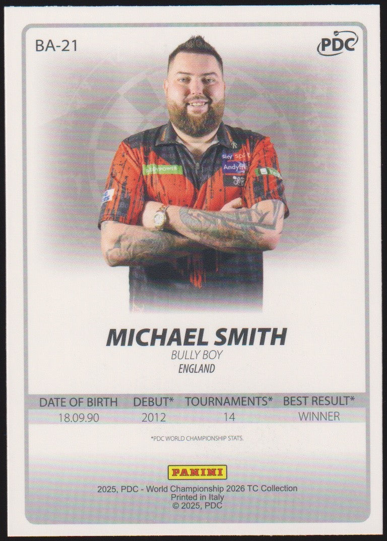 Panini PDC World Championship 2026 Michael Smith "Bully Boy" Refractor Parallel – Bild 2