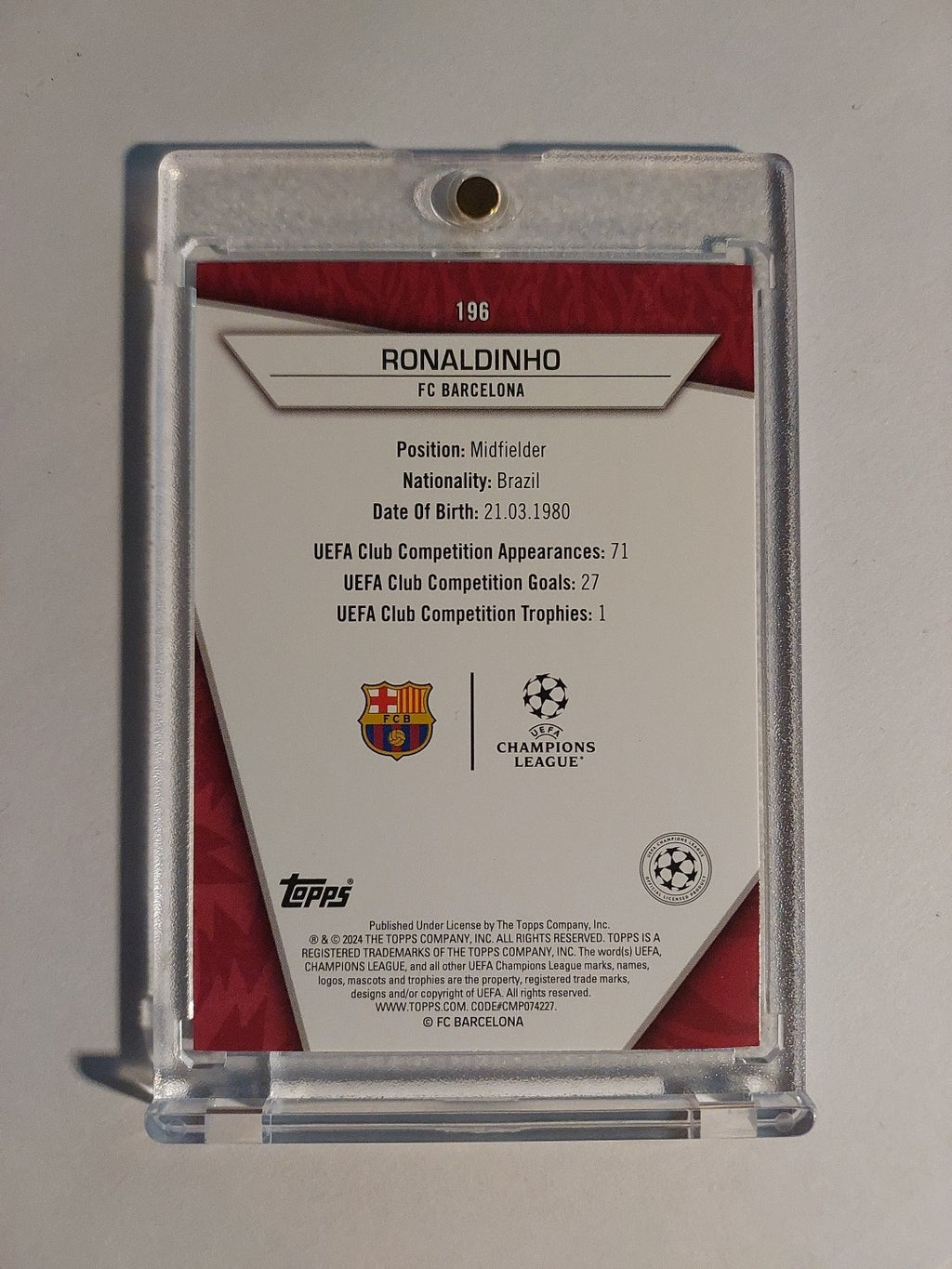 Topps UCC Stars 2023-24 Ronaldinho Barcelona Parallel Insert Ultra Rare Hit – Bild 2