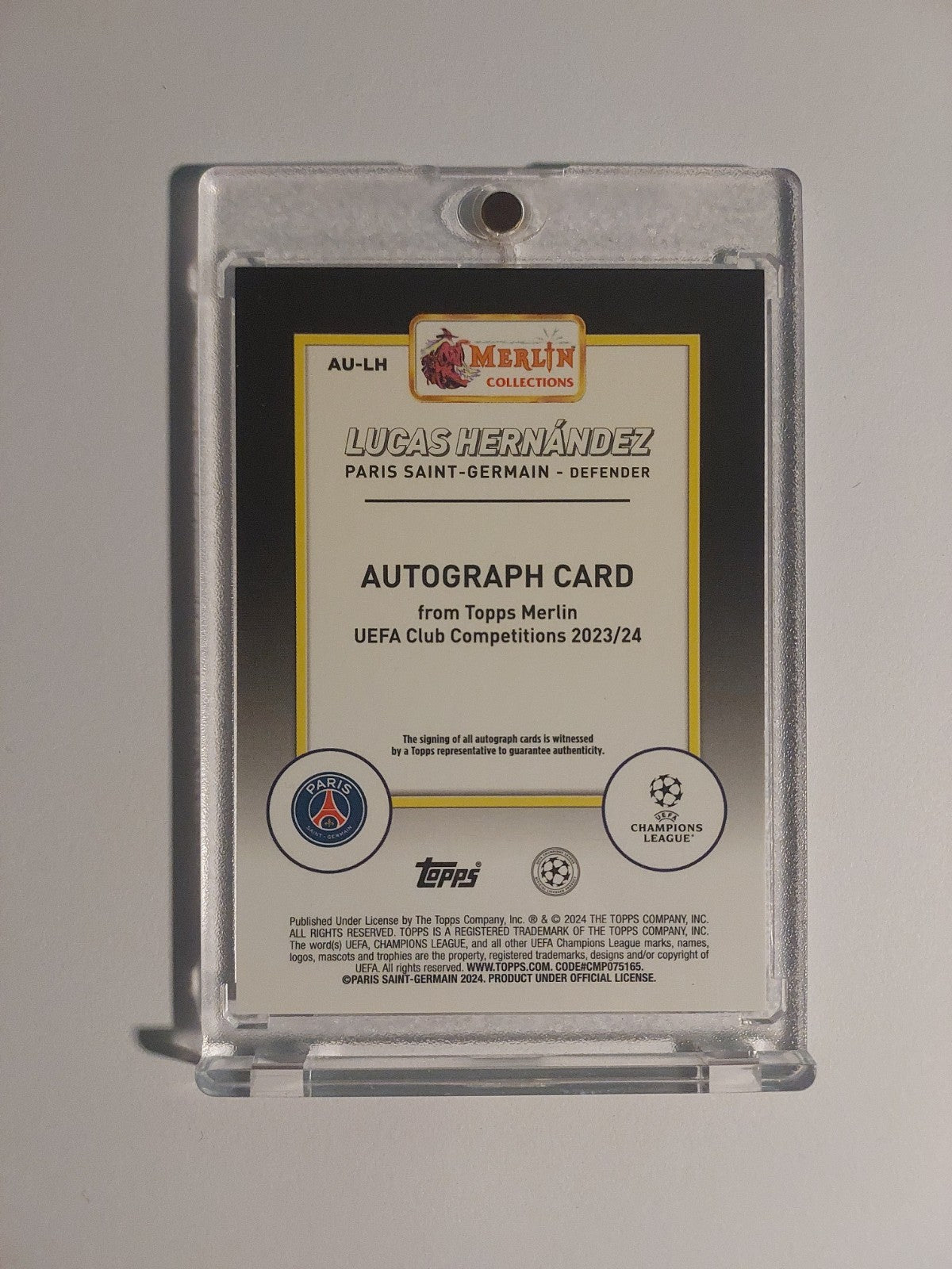 Topps UCC Merlin 2023-24 Lucas Hernandez Auto Paris Saint-Germain Parallel Rare – Bild 2
