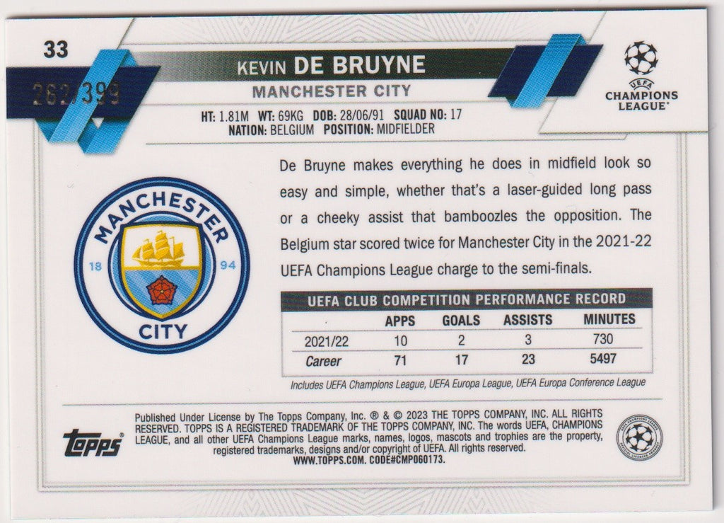 Topps Chrome 2021-22 Kevin De Bruyne Manchester City Parallel Rare 33 – Bild 2