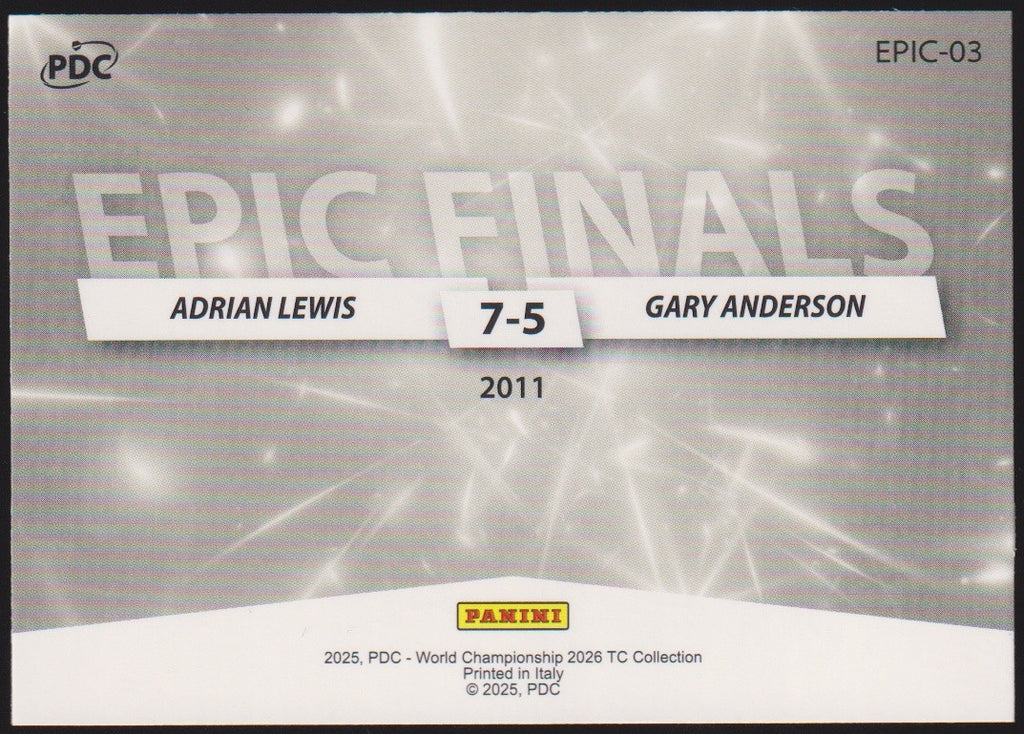 Panini PDC World Championship Adrian Lewis & Gary Anderson Refractor Parallel – Bild 2
