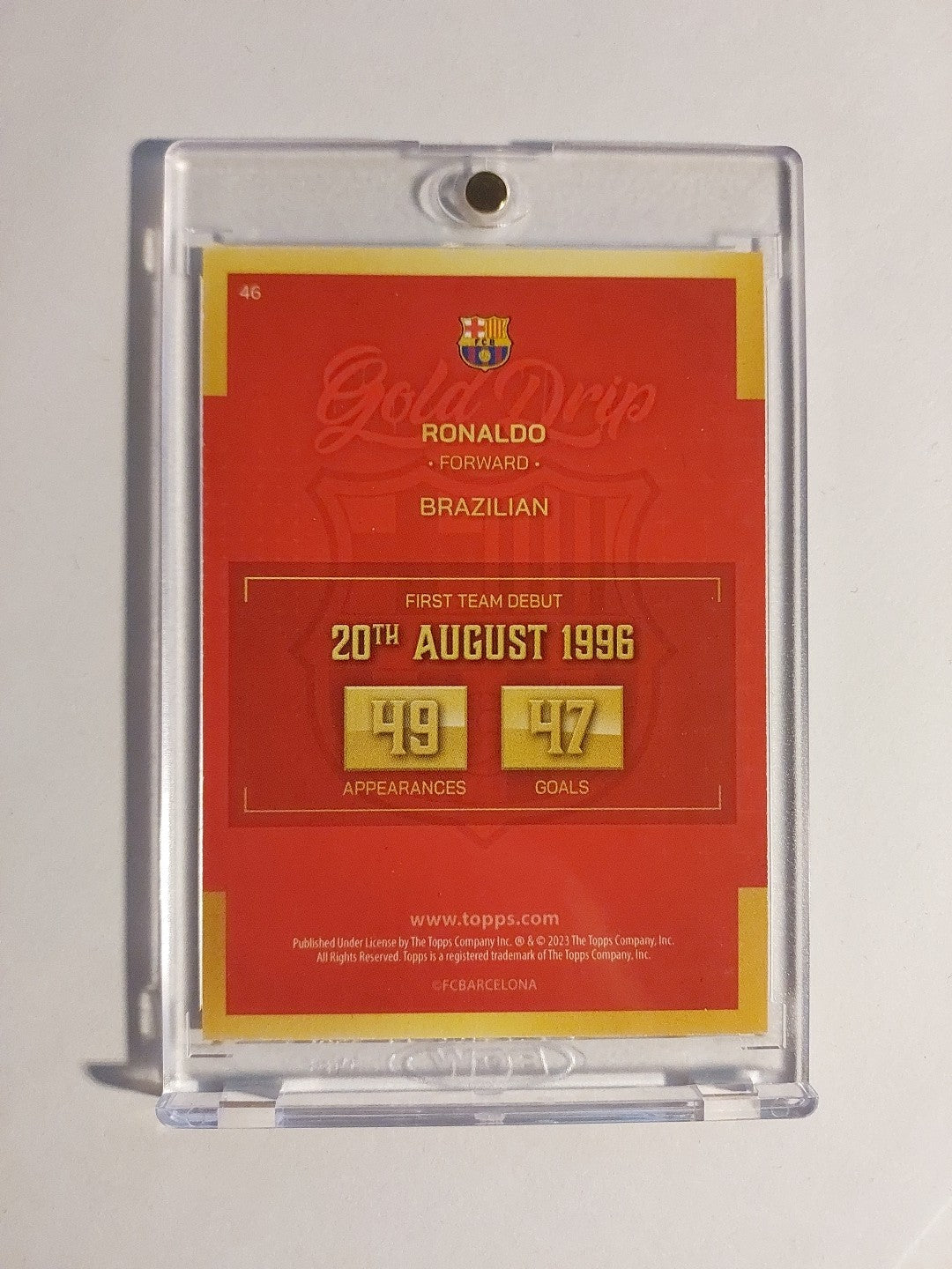 Topps Barcelona Team Set 2022-23 Ronaldo Gold Drip Parallel Ultra Rare Legende – Bild 2