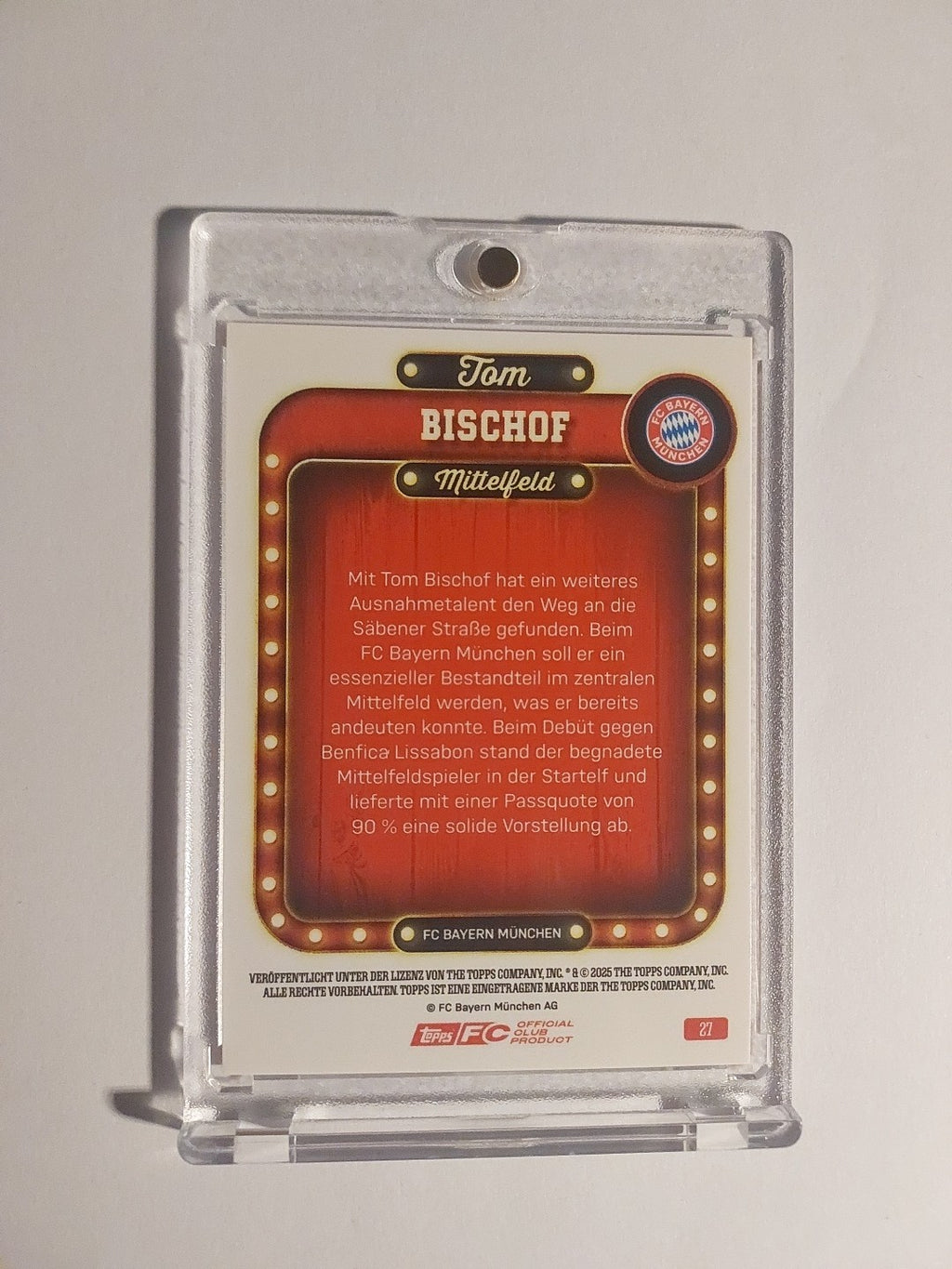 Topps Bayern Tin Collector 2025-26 Tom Bischof Parallel 4/25 Ultra Rare Hit – Bild 2