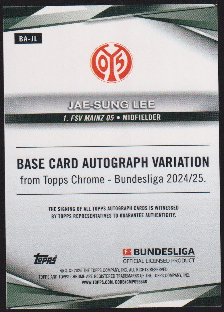 Topps Chrome 2024-25 Jae-Sung Lee Auto Mainz 05 Parallel 1/50 (Ebay 1/1) – Bild 2