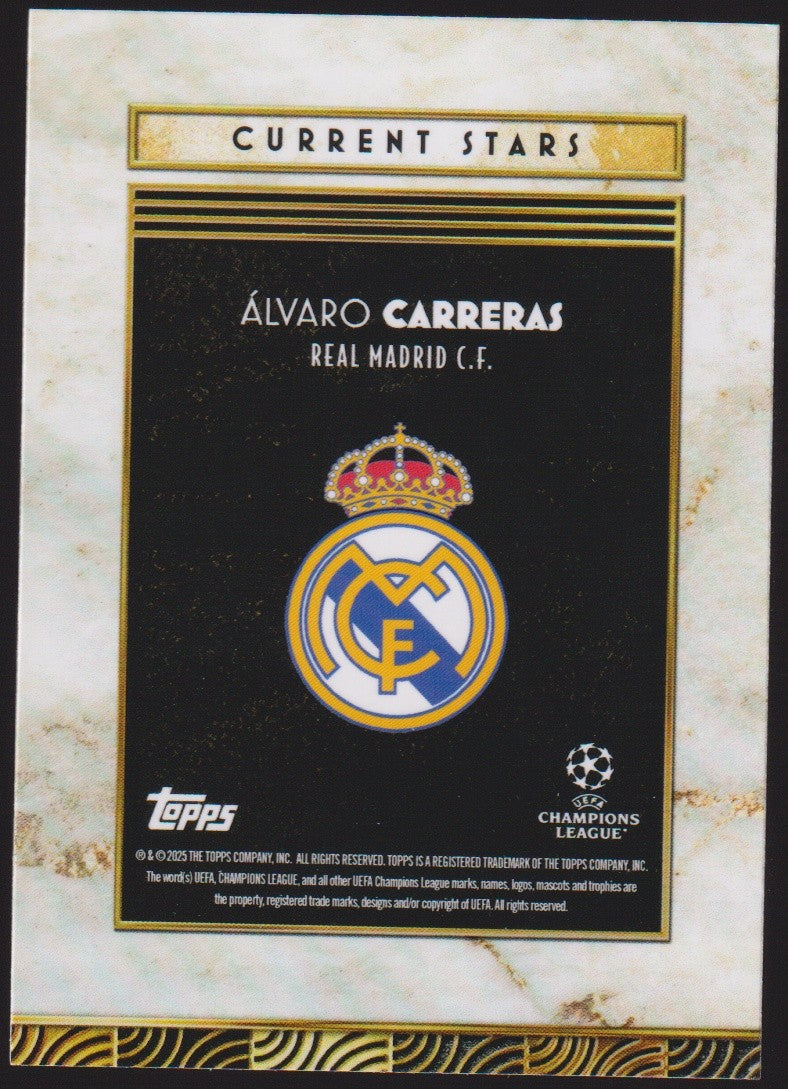 Topps Current 2024-25 Álvaro Carreras Real Madrid C.F. Champions League Parallel – Bild 2