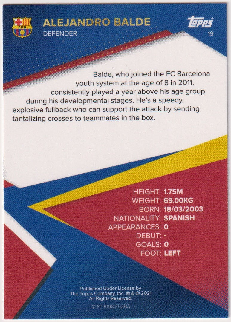 Topps 2021-22 Alejandro Balde Rookie FC Barcelona Parallel Rare – Bild 2