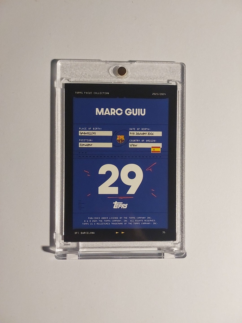 Topps Barcelona Set 2023-24 Marc Guiu Spanien Parallel 31/50 Rookie Refractor – Bild 2