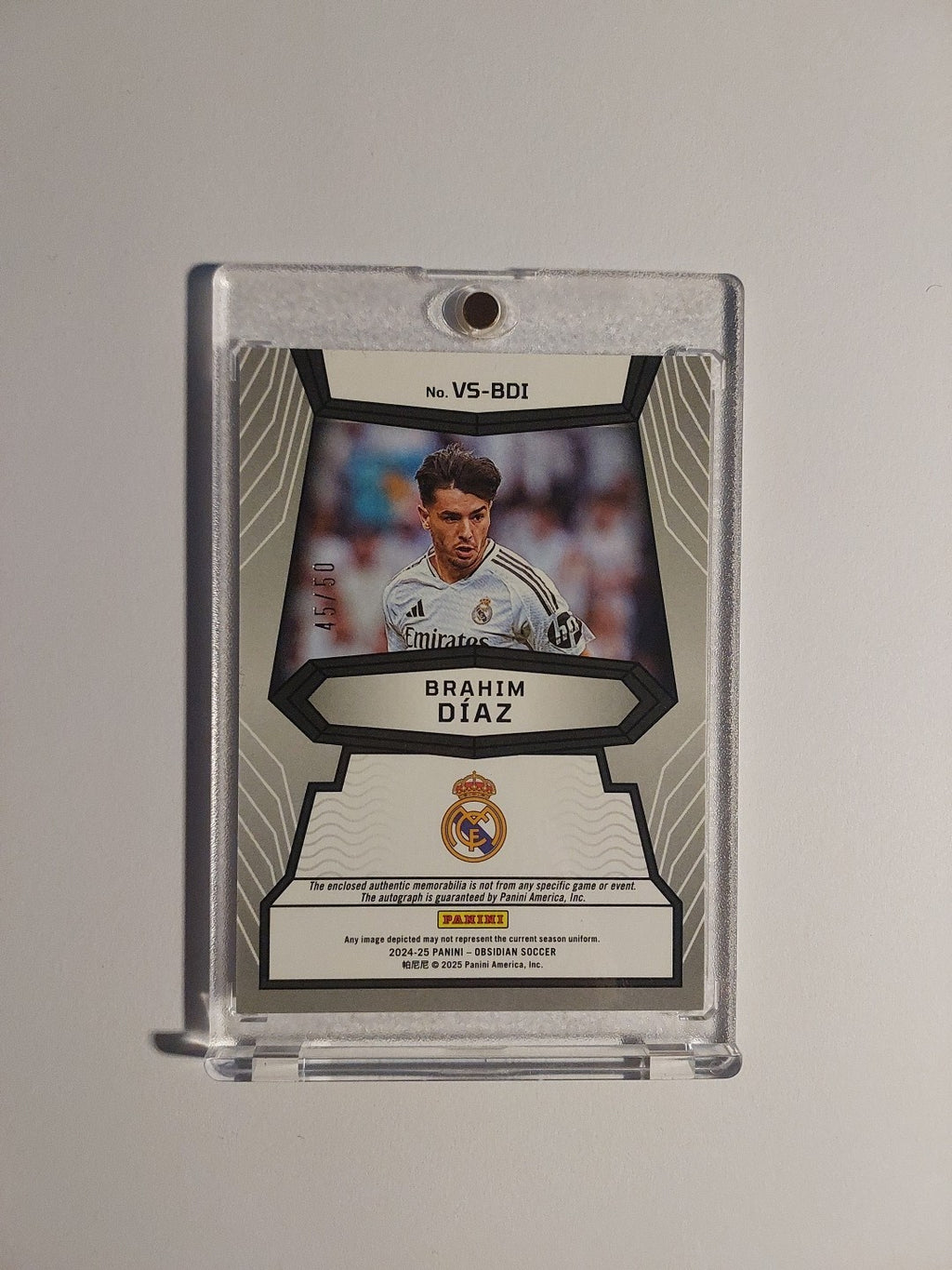 Panini Obsidian 2024-25 Brahim Diaz Real Madrid Auto Patch Relic Parallel 45/50 – Bild 2
