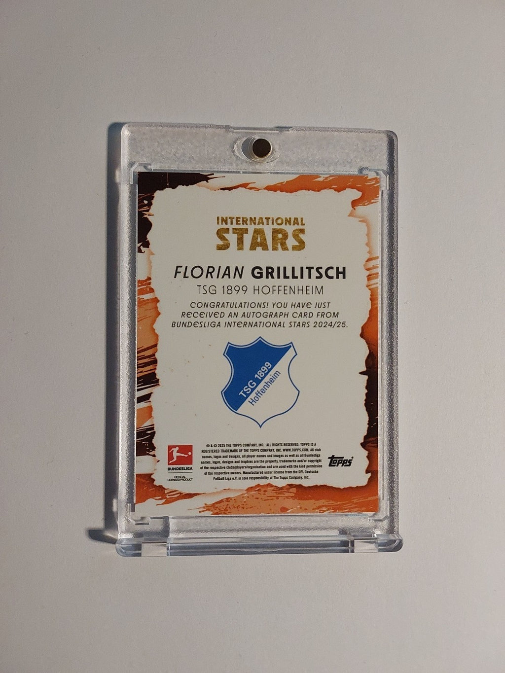 Topps International 2024-25 Florian Grillitsch Auto Hoffenheim Parallel 25/49 – Bild 3