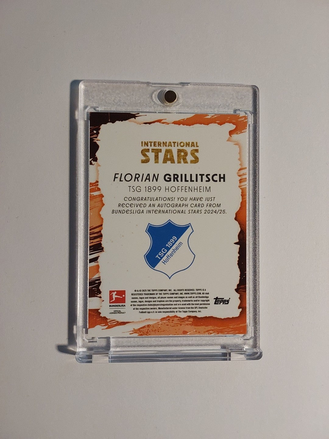 Topps International 2024-25 Florian Grillitsch Auto Hoffenheim Parallel 25/49 – Bild 3
