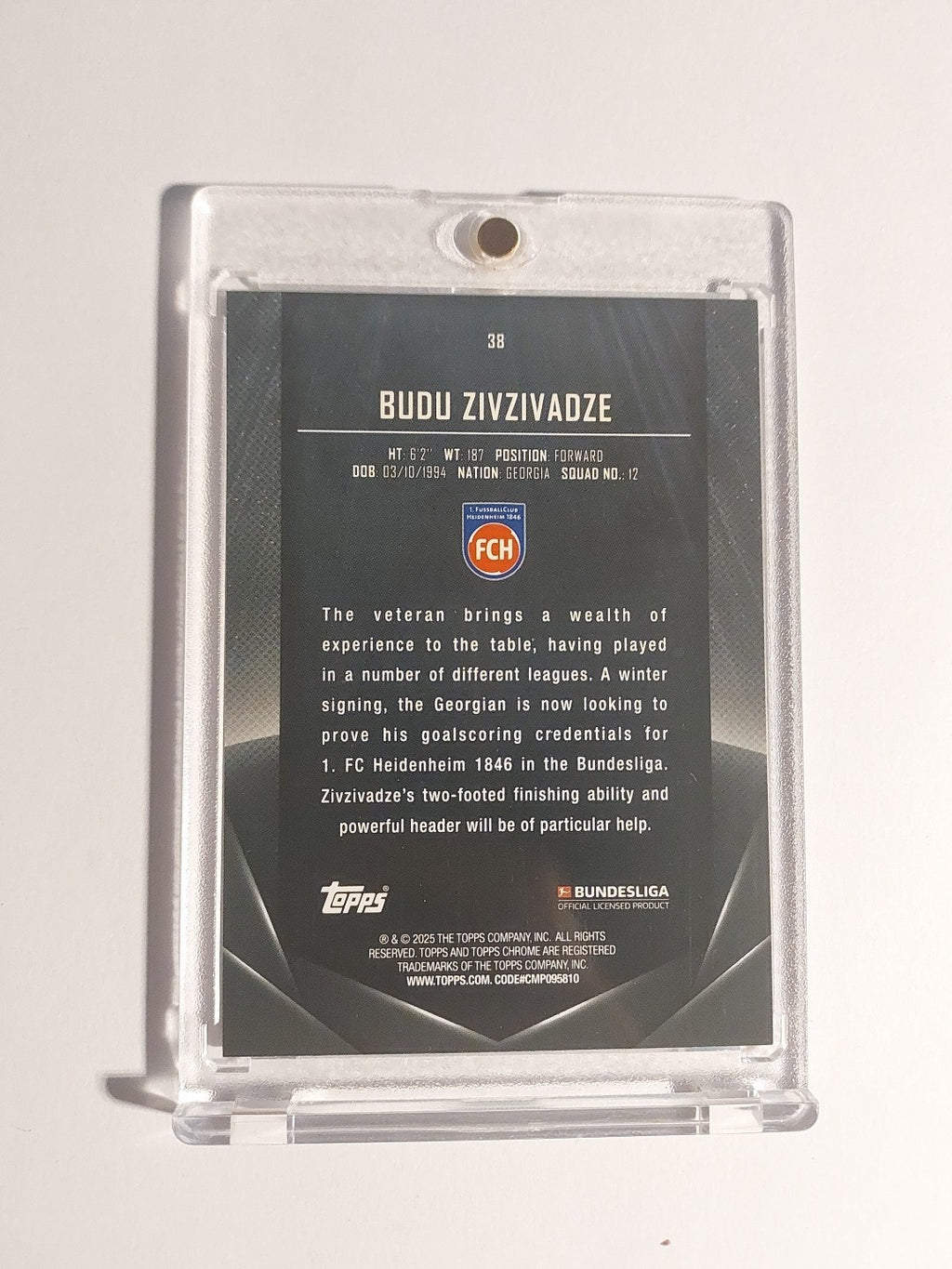 Topps Midnight Bundesliga 2024-25 Budu Zivizivadze Heidenheim Parallel 38/49 Hit – Bild 3