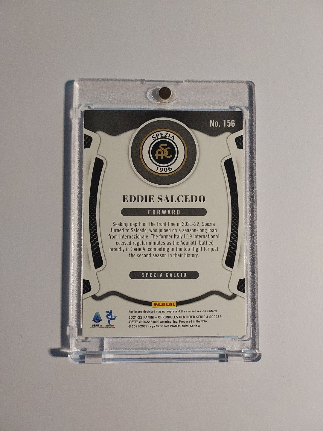 Panini Chronicles 2021-22 Eddie Salcedo Spezia Parallel 3/23 Refractor Rare Hit – Bild 3