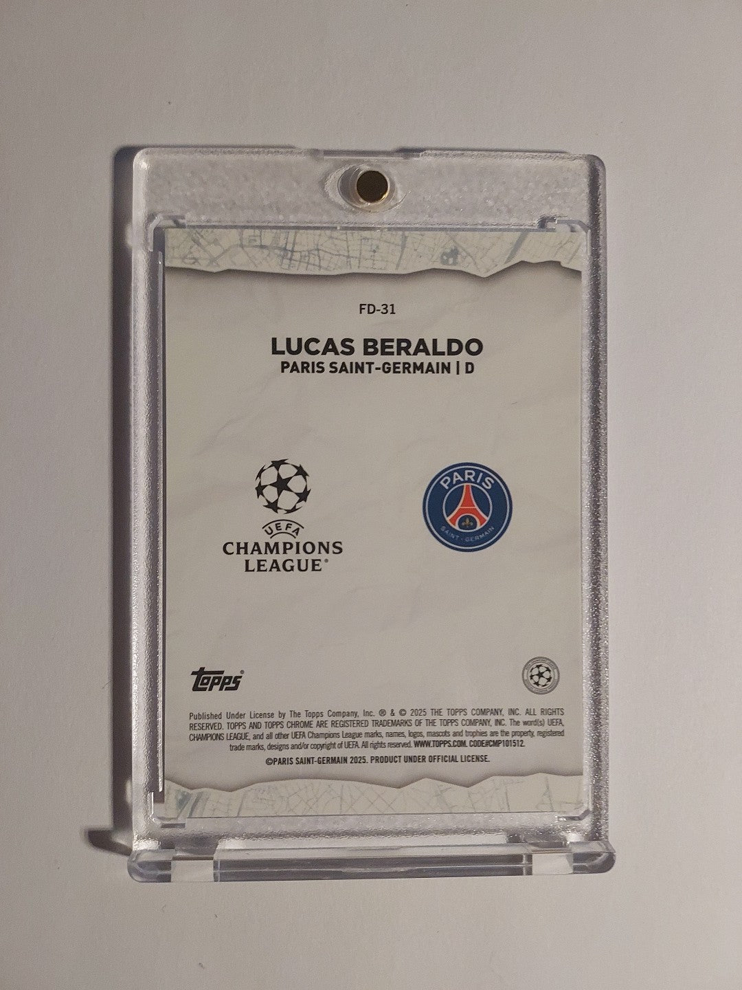 Topps Chrome 2024-25 Lucas Beraldo PSG Numbered 121/150 Parallel Parallel – Bild 3