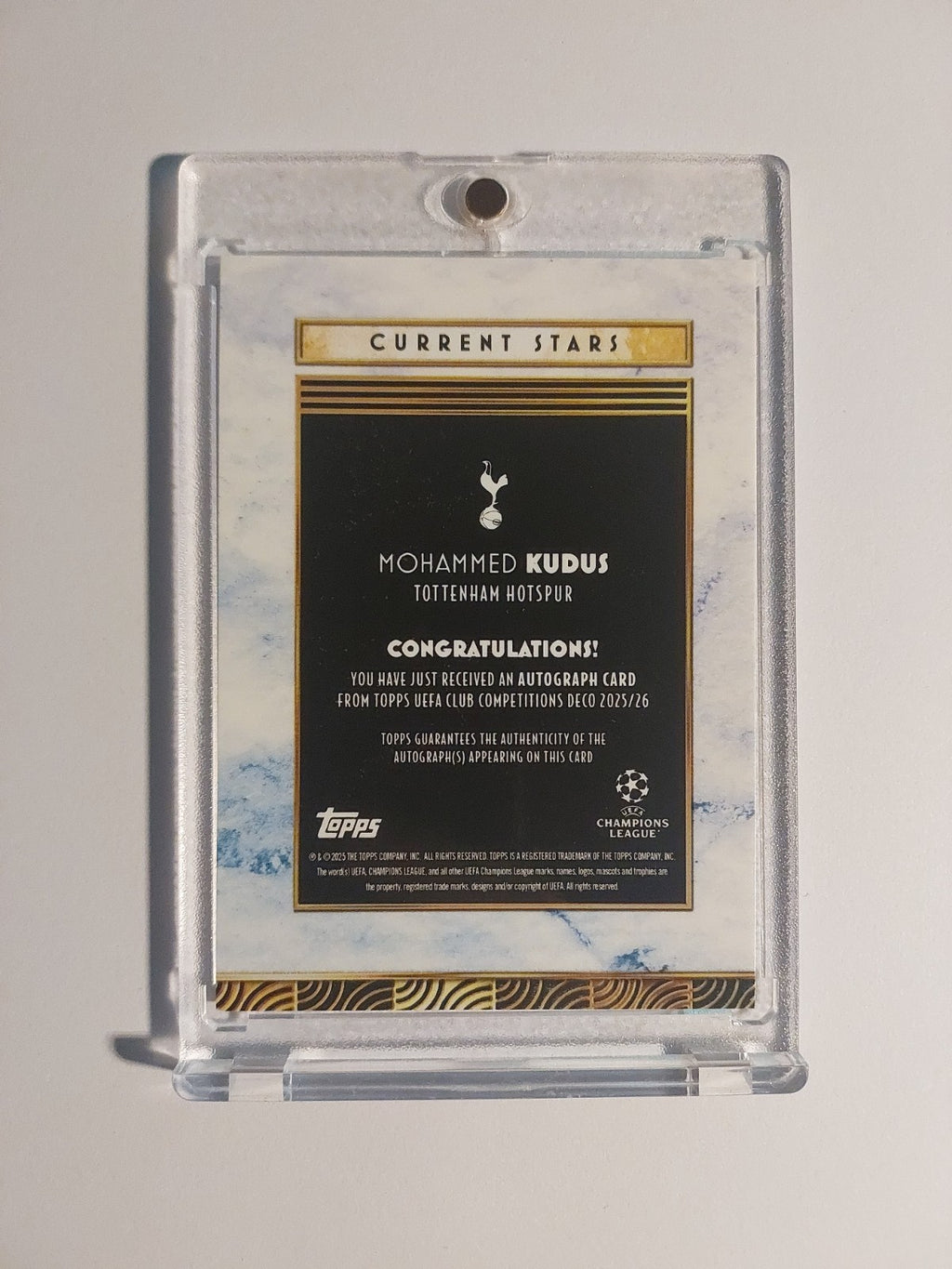 Topps UCC Deco 2025-26 Mohammed Kudus Auto Tottenham Hotspur Parallel 34/99 Rare – Bild 3