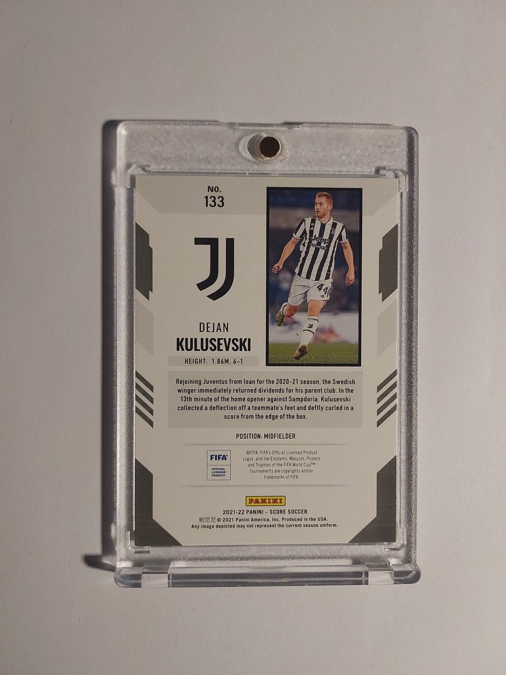 Panini Score 2021-22 Dejan Kulusevski Juventus Turin Parallel 4/49 Refractor Hit – Bild 3