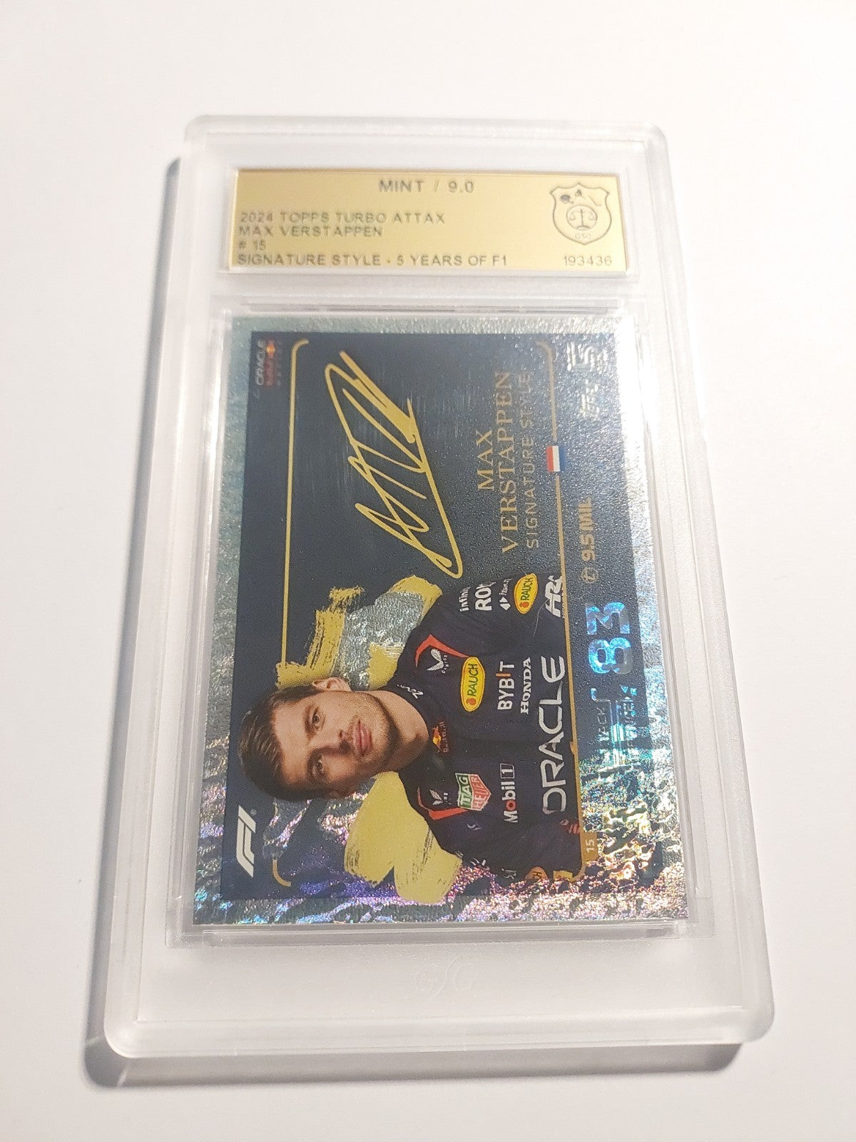Topps Turbo 2024 Max Verstappen Auto Style F1 RB Racing GSG 9 = PSA Parallel Hit – Bild 3