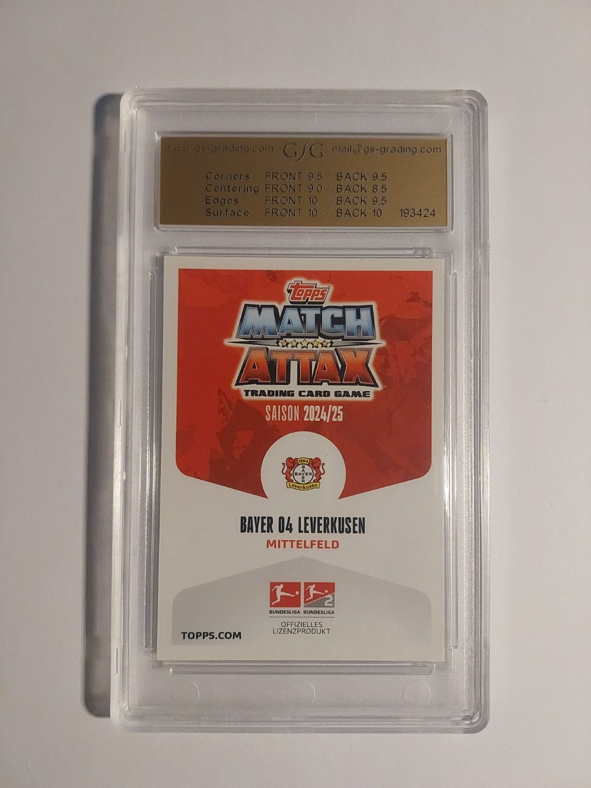 Topps Fußball 2024 Florian Wirtz Bayer Leverkusen GSG 9 = PSA Club 100 Refractor – Bild 3