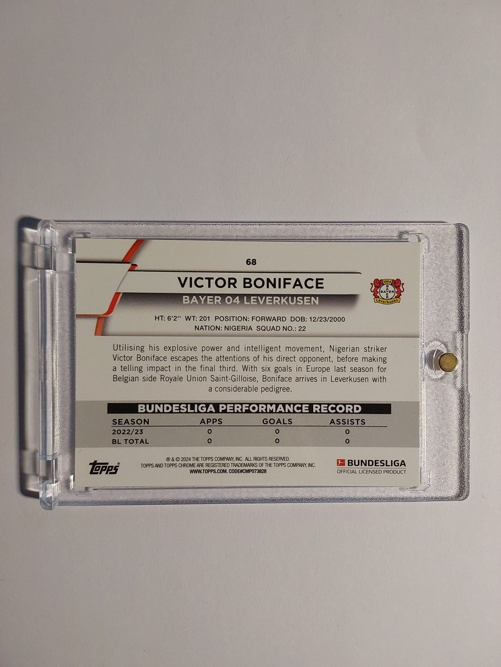 Topps Chrome Bundesliga 2023-24 Victor Boniface Leverkusen Parallel Refractor – Bild 3