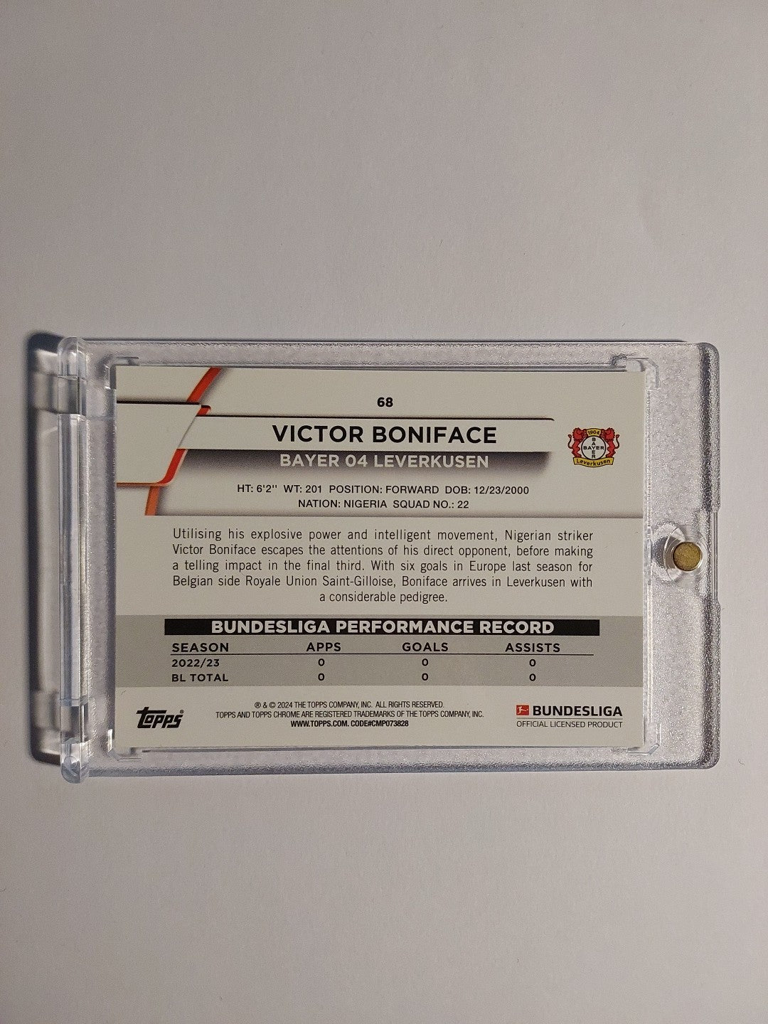 Topps Chrome Bundesliga 2023-24 Victor Boniface Leverkusen Parallel Refractor – Bild 3