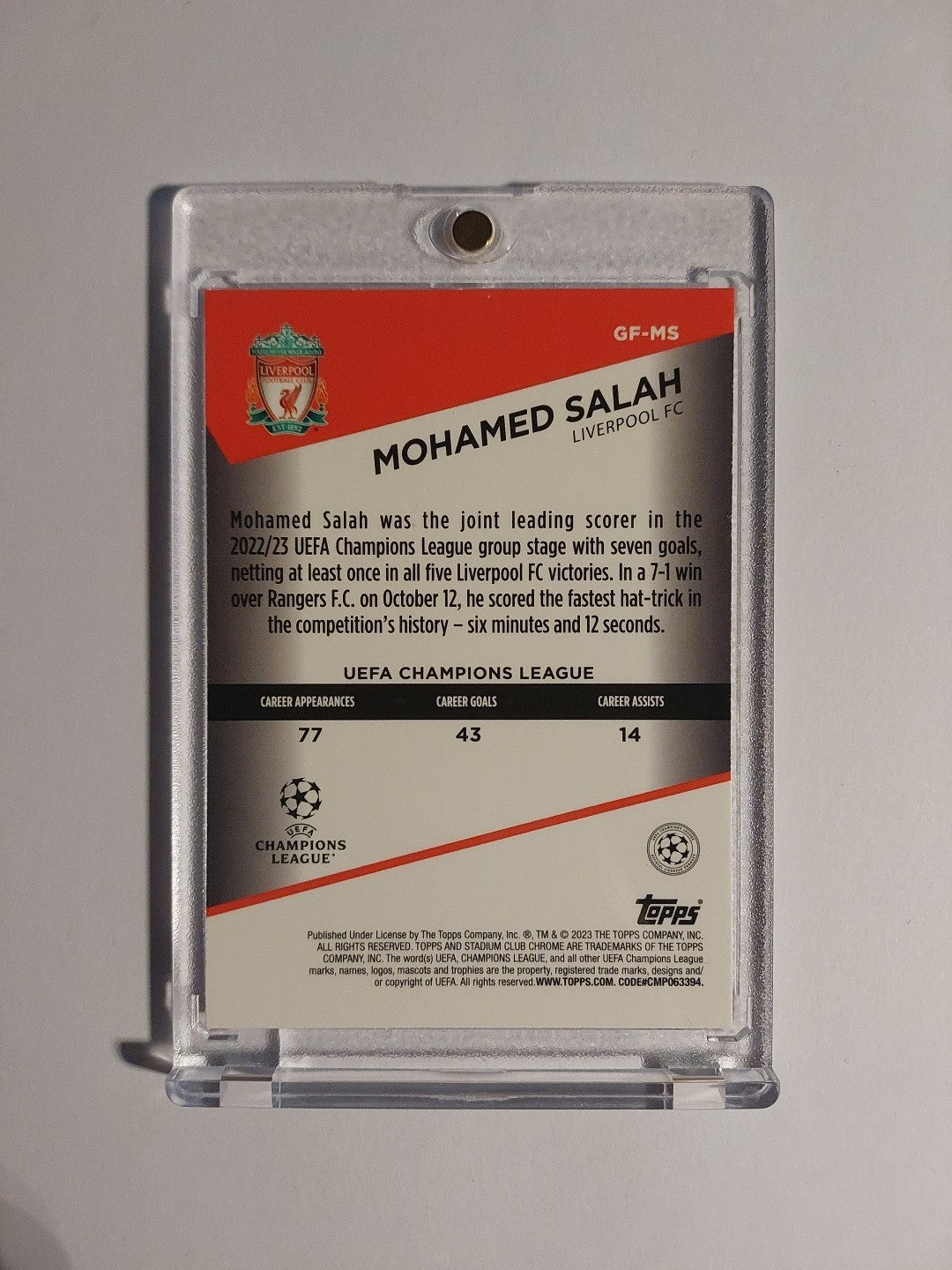Topps Stadium Club 2022-23 Mohamed Salah Liverpool Parallel Refractor Insert Hit – Bild 3