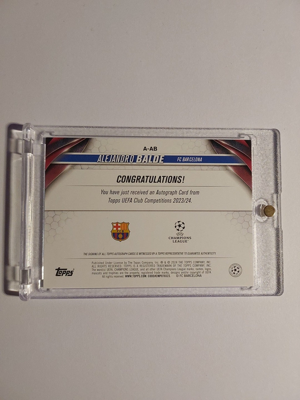 Topps UCC 2023-24 Alejandro Balde Auto Barcelona Parallel Refractor Ultra Rare – Bild 3
