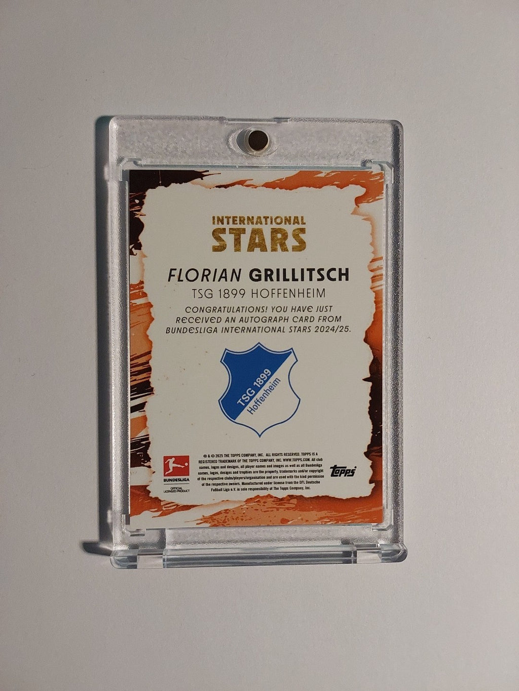 Topps International 2024-25 Florian Grillitsch Auto Hoffenheim Parallel 25/49 – Bild 3