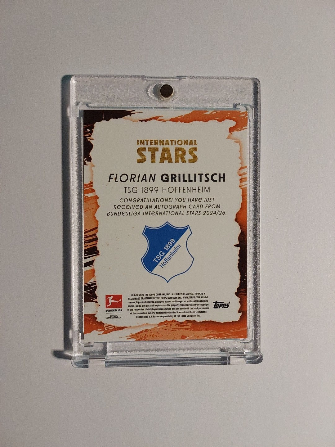 Topps International 2024-25 Florian Grillitsch Auto Hoffenheim Parallel 25/49 – Bild 3