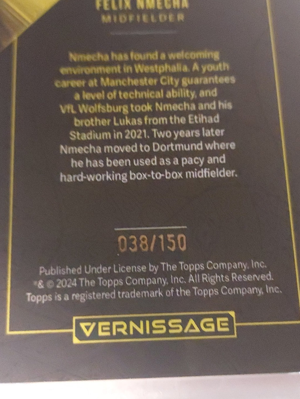 Topps Vernissage 2023-24 Flelix Nmecha Dortmund Parallel 38/150 Refractor Rare – Bild 3
