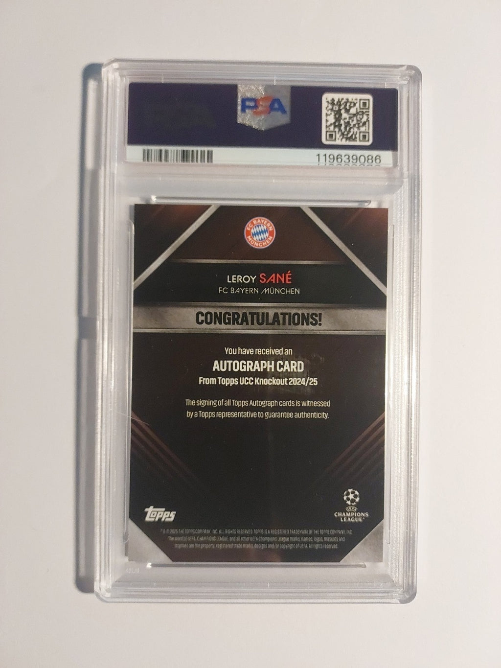 Topps UCC Knockout 2024-25 Leroy Sane Auto Bayern München Parallel 5/10 PSA 9 – Bild 3