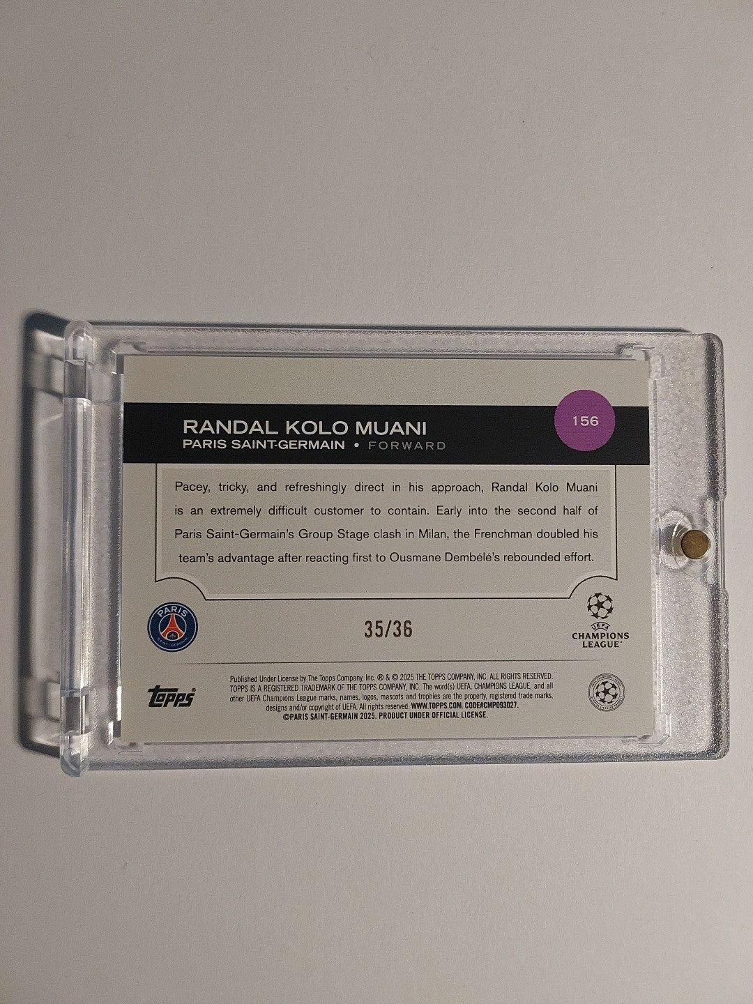 Topps UCC Flagship 2024-25 Randal Kolo Muani PSG Parallel 35/36 Refractor Rare – Bild 3