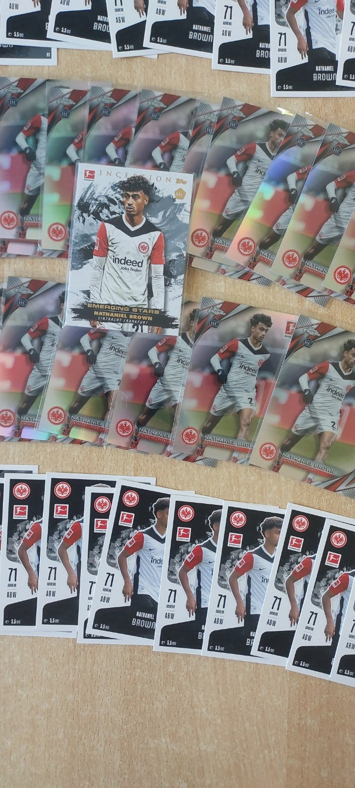 Topps Fußball Sammlung Konvolut 72× Nathaniel Brown Rookie Parallel Refractor – Bild 3