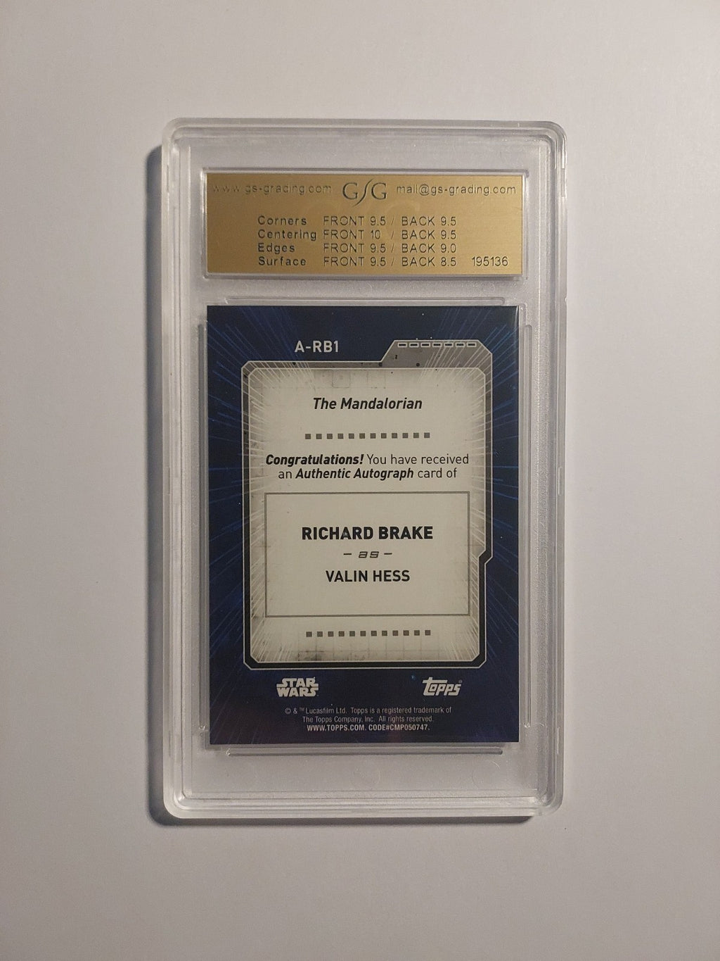 Topps Star Wars 2021 Valin Hess Auto Imperium GSG 9/10 = PSA Refractor Parallel – Bild 3