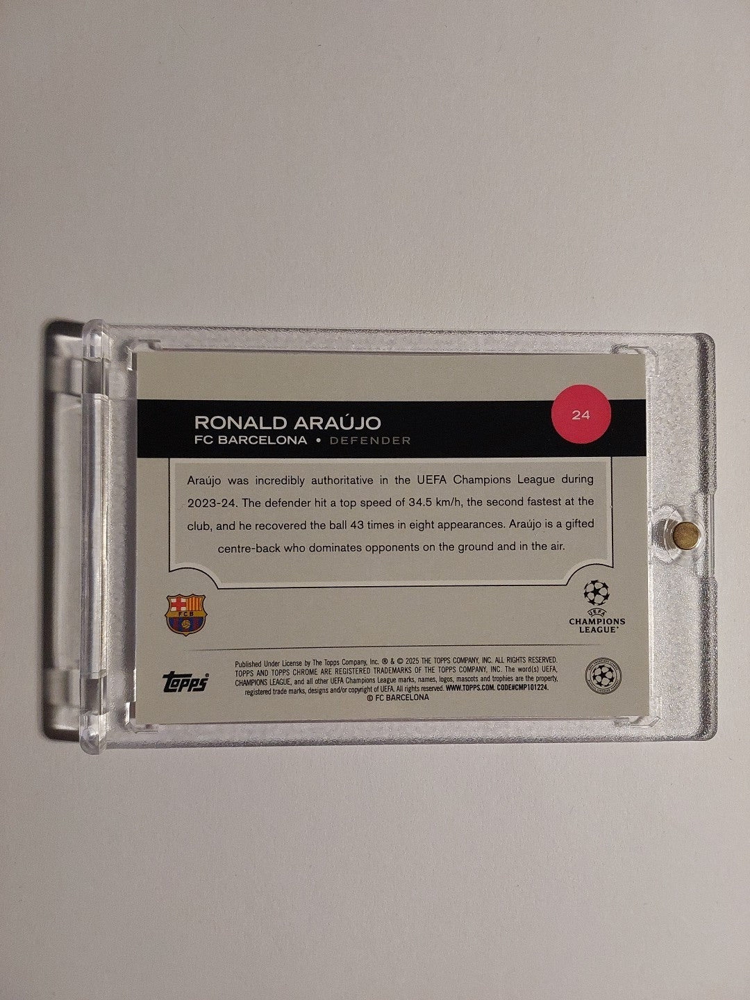 Topps UCC Flagship 2024-25 Ronald Araujo Barcelona Parallel 12/25 Refractor Rare – Bild 3