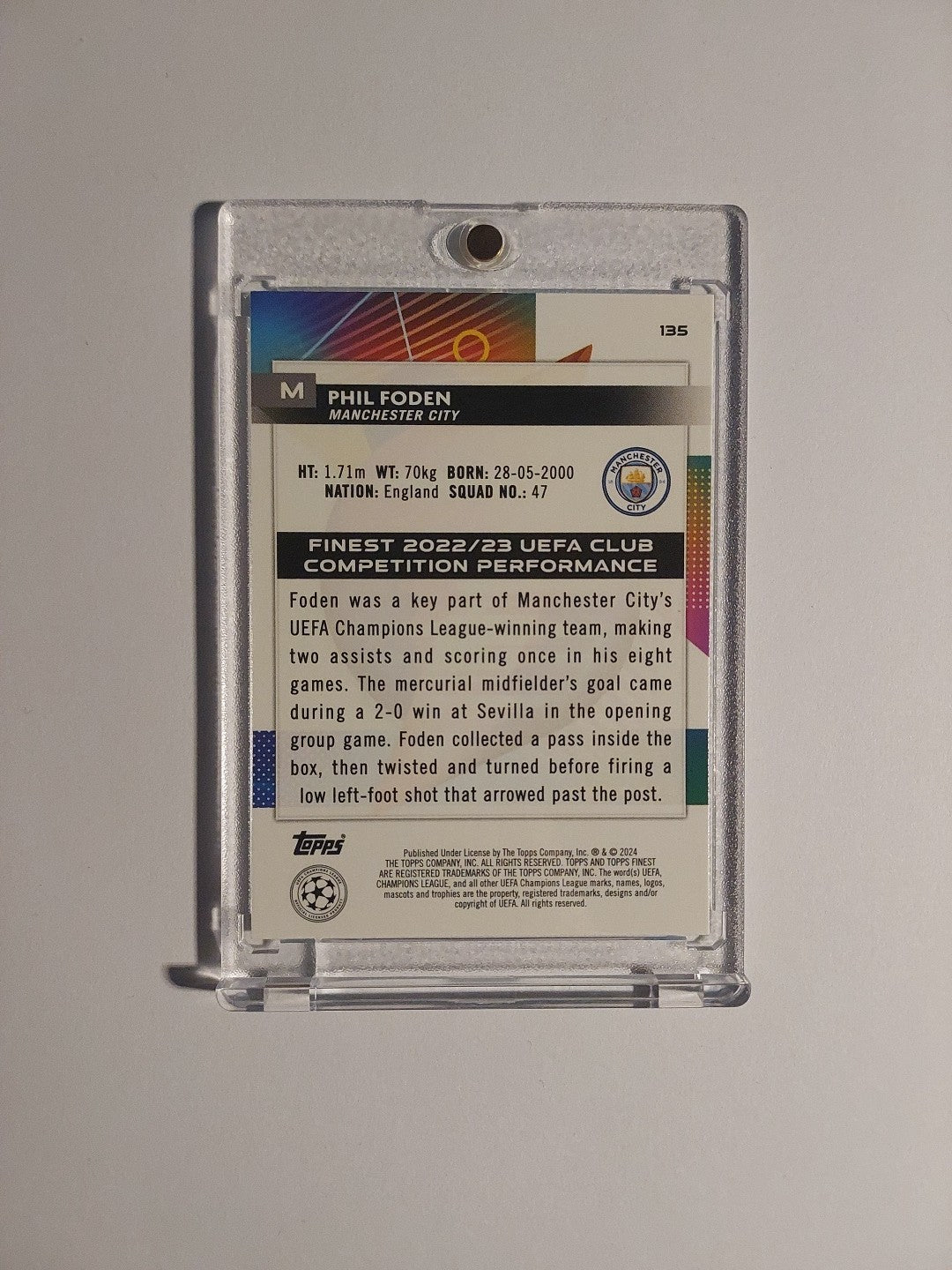 Topps Finest 2023-24 Phil Foden Manchester City Parallel 98/125 Refractor Rare – Bild 3