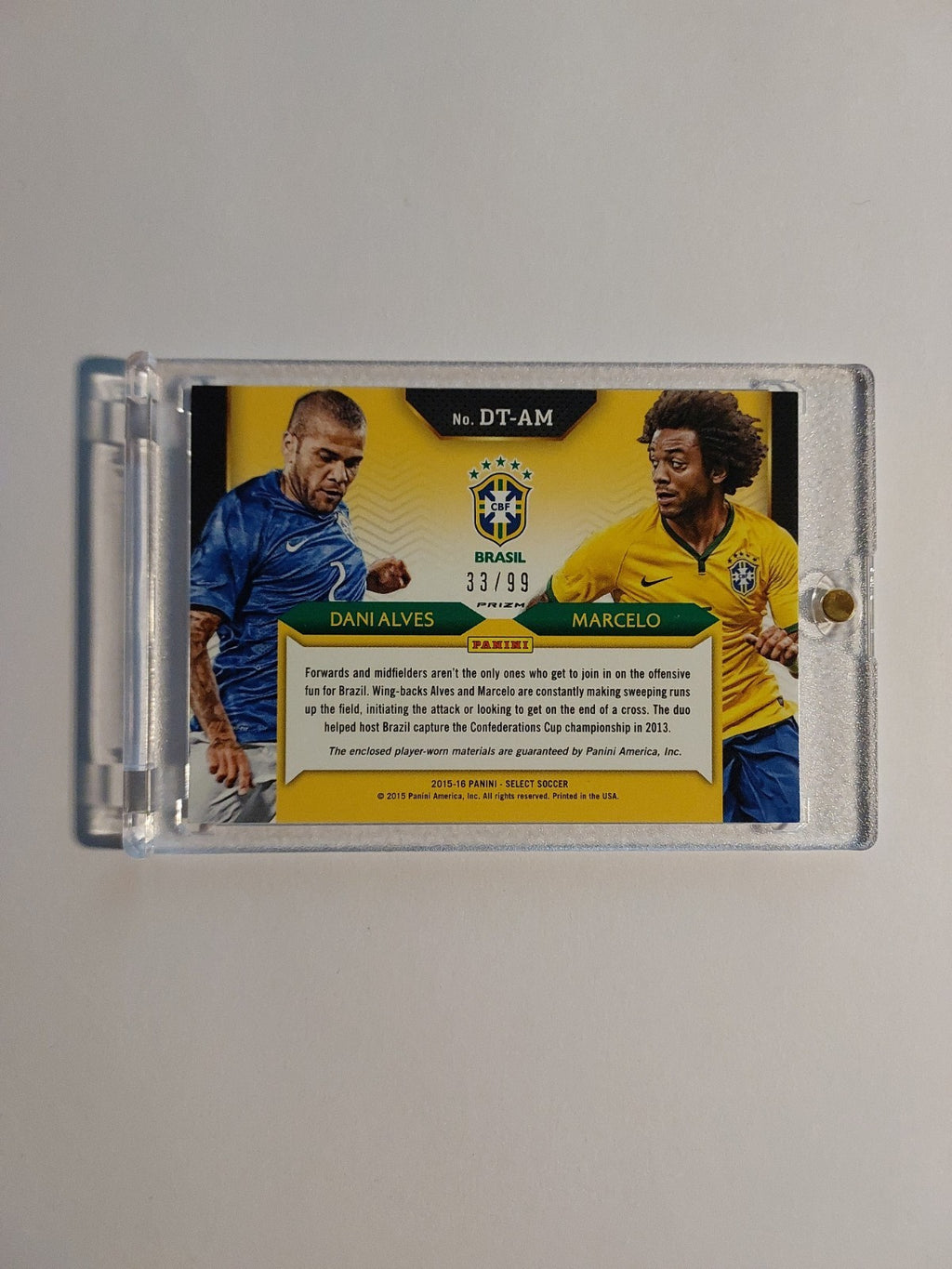 Panini Select 2015-16 Alves & Marcelo Dual Patch Relic Brasilien Parallel 33/99 – Bild 3