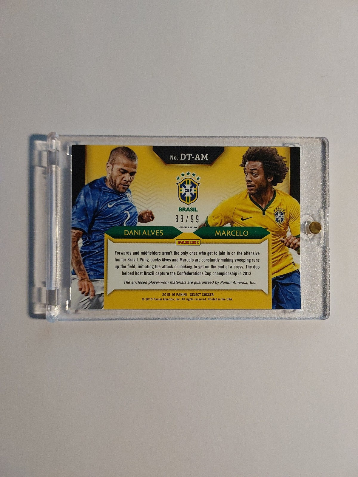 Panini Select 2015-16 Alves & Marcelo Dual Patch Relic Brasilien Parallel 33/99 – Bild 3