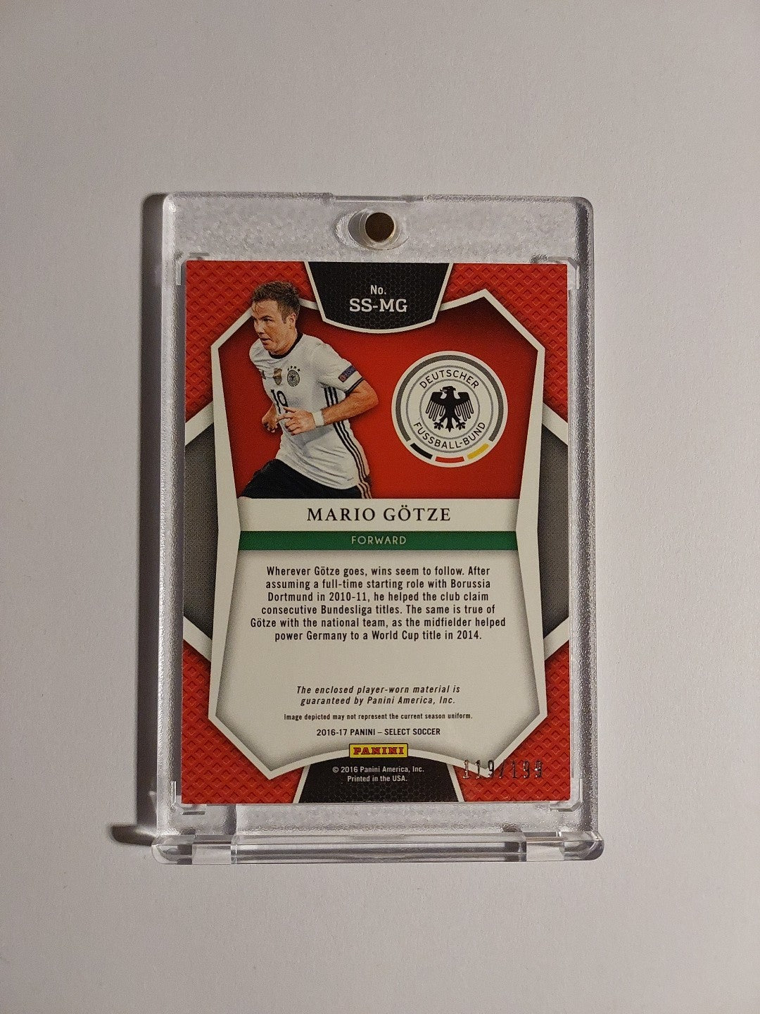 Panini Select 2016-17 Mario Götze Deutschland Patch Relic Parallel 119/199 Rare – Bild 3
